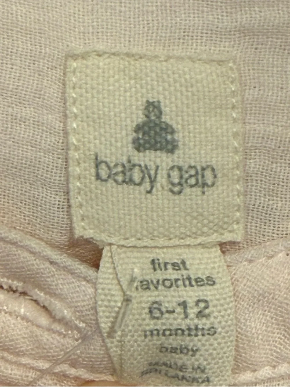 Gap Baby First Favorites Pink Crinkle Gauze Bear Pocket Baby Romper 6-12 Months